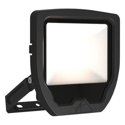 Ansell Lighting Calinor Evo LED projektør, 30W, 3300lm, sort, set forfra med lyset tændt.