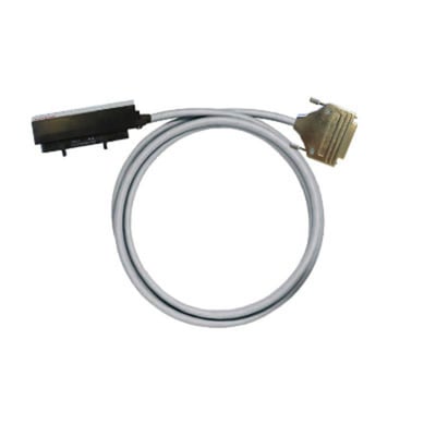 Weidmüller PLC-kabel til analoge signaler, 25-polet og 3,5 meter langt, vist oprullet med stik i begge ender.