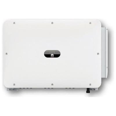 Huawei SUN2000-100KTL-M2 H4 (AFCI) solcelleinverter med hvidt, bredt kabinet og sort Huawei-logo på fronten.