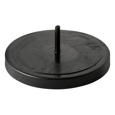 Geberit 40 mm afpropningsstykke i sort PEH-materiale, der viser den runde form og den centrale tap.