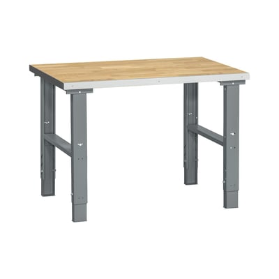 WFI HD 500 filebænk med 1200x800 mm egeparket bordplade og justerbare grå stålbukke på hvid baggrund.