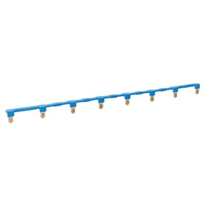 Blå jumper til 8 sokler med messingben, monteres på spoleside A1/A2 til sokkel GZP4.