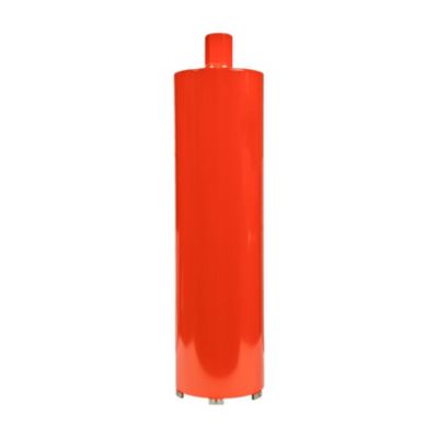 Eibenstock diamantbor til tørboring, Ø122 mm og 420 mm langt, ses som en rød cylinder med segmenter ved boreenden.