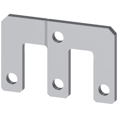 Siemens 3-polet parallelstik med boring til 3RT1.5, fremstillet af gråt metal og med tre åbninger til montage.