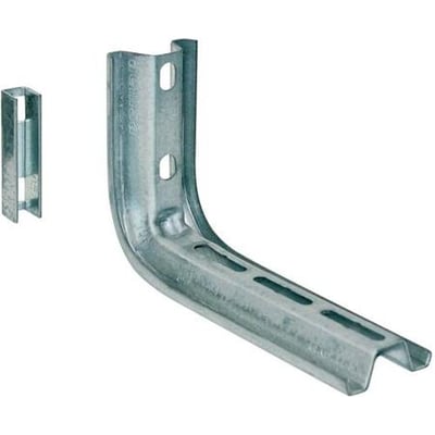 Wibe Vægkonsol Omega SO-600 FZS i galvaniseret stål, vist med en separat konsolklemme på hvid baggrund.