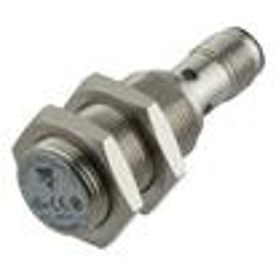 Carlo Gavazzi induktiv M18-aftaster med metalhus og gevind, 8 mm rækkevidde, model MS ICB18S30F08M1IO.