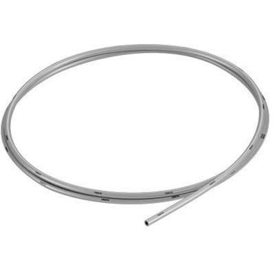 Festo trykluftslange PAN 10X1,5 i sølv med en udvendig diameter på 10 mm, vist snoet på hvid baggrund.