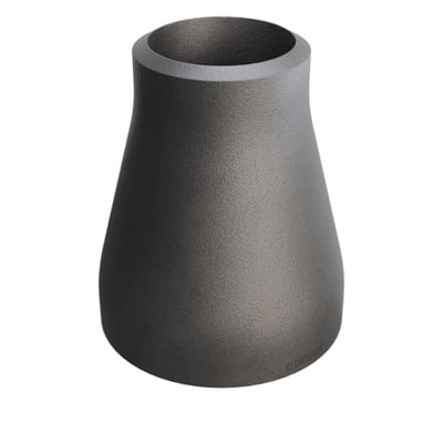 Koncentrisk reduktion i P235GH stål med dimensioner 42,4 x 2,6 mm til 26,9 x 2,3 mm på hvid baggrund.