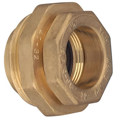 Isiflo reduktionsindlæg 63x50mm i messing med PN16 trykklasse og afzinkningsbestandig overflade, monteret på hvid baggrund.