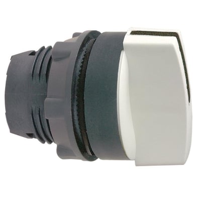 Detaljebillede af Schneider Electric drejegreb ZB5AD3, viser tilslutningsenden og den faste montering.