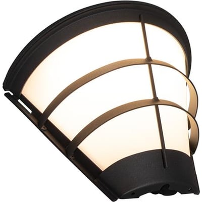 Hide-a-lite Pave Deco II CCT vægarmatur med opalt, lysende glas og mørke buede beskyttelsesribber.
