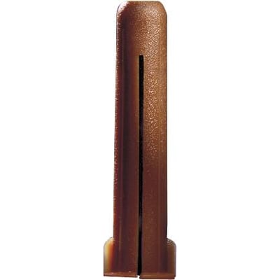 Brun Schneider Electric Plug TP2B, Ø8 mm og 40 mm lang, vist i detaljeret profil med sin splittede ende.