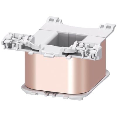 Siemens magnetspole 3RT2 S3 i hvid og kobberfarvet design med 24V og 60Hz, ideel til kontaktorer.