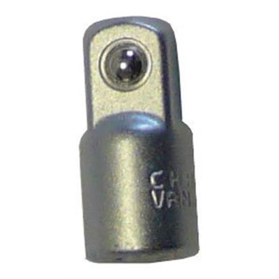 Ironside overgangstop med 1/4" indvendig og 3/8" udvendig firkant, vist stående med den firkantede ende øverst.