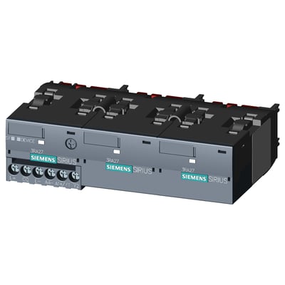 Siemens IO-Link-funktionsmodul til stjerne-trekantstart, model 3RA2711-1CA00, set skråt forfra med synlige skrueterminaler.