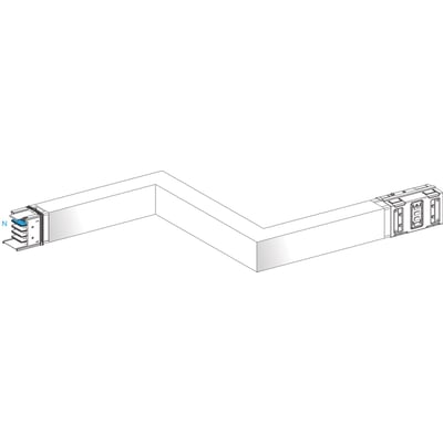Schneider Electric Z-element 1000A flad på mål, model KSA1000DZCH43A, viser et Z-formet koblingskammer med terminaler og en blå N-markering.