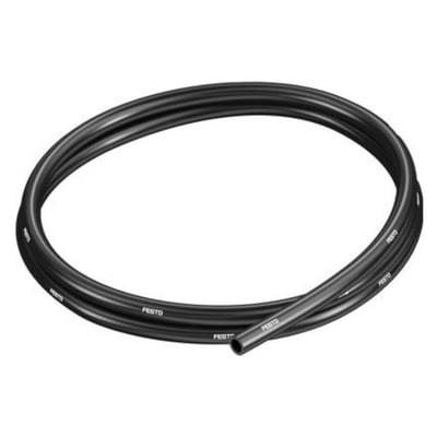 Festo trykluftslange PUN CM 10 i sort polyuretan med synlig Festo-logo og en udvendig diameter på 10 mm.