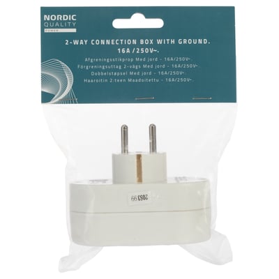 Nordic Quality 2-vejs forgrener med jord i hvid plast, vist i original emballage.