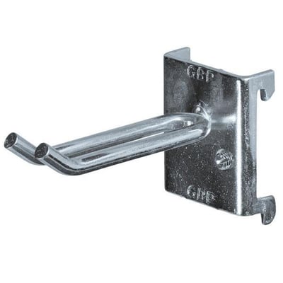 Galvaniseret dobbeltkrog med mærket 'GBP' på den monterede plade, 5x64x7 mm, til ophæng i værktøjspaneler.