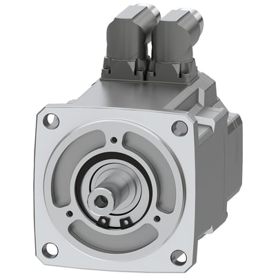 Siemens SIMOTICS S-1FK2 CT servomotor med 2,4 Nm moment og cylindrisk aksel, set forfra med to tilslutningsstik øverst.