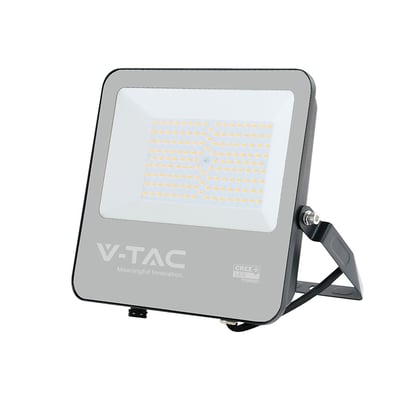Sort V-TAC LED-projektør på 100 W med Cree-chip, synlige LED-dioder og justerbar monteringsbøjle.