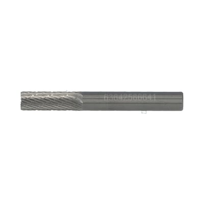 Norton hårdmetalfræser i form B med riflet fræsehoved og 6 mm skaft til afgratning af stål og støbejern.