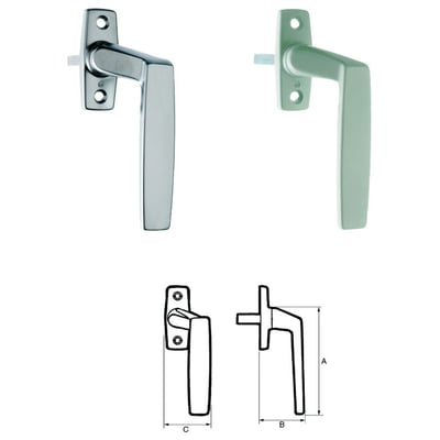 Paskvilgreb Fix 83L i mat krom og mintgrøn viser forskellig finish, med tekniske tegninger og dimensioner.
