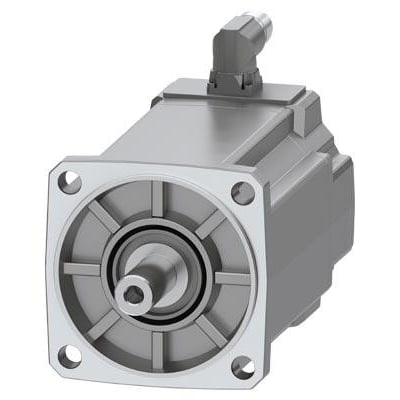 Siemens Simotics S-1FK2 HD servomotor med roterbar M17 forbindelse og cylindrisk aksel, vist på hvid baggrund.