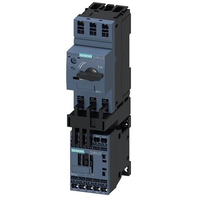 Siemens 3RA2 S00-lastføder til 2,8-4 A og 24 V DC, vist samlet med betjeningsgreb og tilslutningsklemmer.