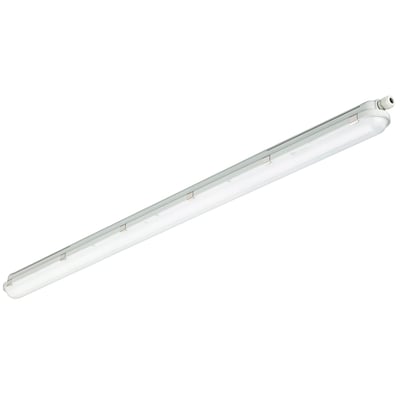 CoreLine Industriarmatur WT120C, et 1500mm langt gråt armatur med matteret lysstofrør, ideel til indendørs brug med IP65-klassificering.