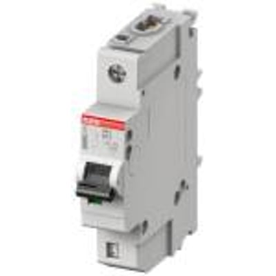 ABB UK S401M-D16 A.SMIS 1-polet afbryder med 16A mærkestrøm og D-karakteristik, vist på hvid baggrund.