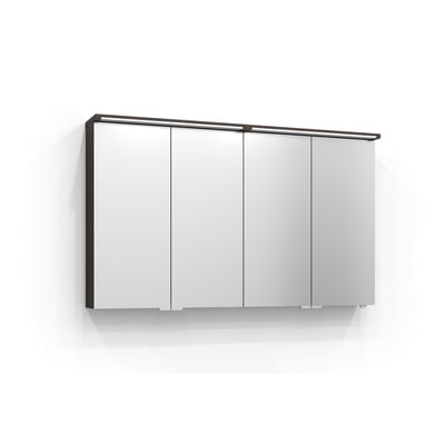 Svedbergs Linje ramme og låge på 120 x 35 cm i mat alu, vist frontalt med lyse låger og mørk ramme.