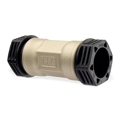 IMI TA 16 mm PRK samlemuffe i messing vist på hvid baggrund, med markeringer "PRK" og "TA" tydeligt synlige.