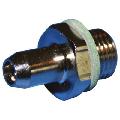 FH-Teknik gasprøvestuds med 1/4" gevind og konisk nippel til slangekobling, med grøn pakning.