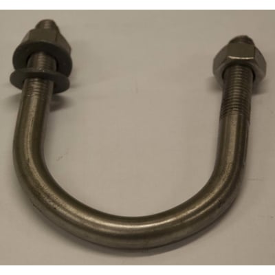 U-bolt M12 x 85 x 105 mm med to møtrikker og en skive, designet til Ø76 mm rør.