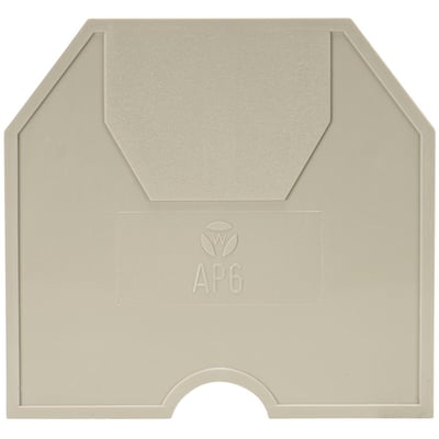 Wieland endeplade AP6/V0 for 6mm2, vist forfra med tydelig prægning af mærke og modelnummer på hvid baggrund.