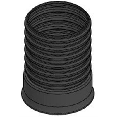 Sort, ribbet Unico-forlængerrør til pumpebrønd med åben top og bred muffe; Ø425 mm og 500 mm højt.
