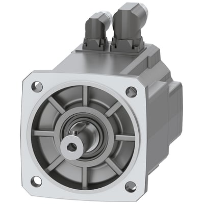 Siemens SIMOTICS S-1FK2 CT servomotor med 6,5 Nm moment og 1,71 kW effekt, vist med aksel og tilslutningsstik på hvid baggrund.