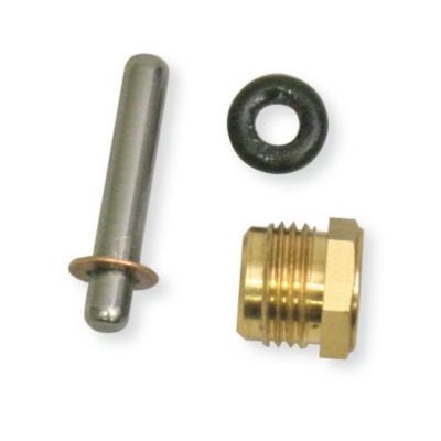 Pettinaroli pakdåse AL073S til gulvvarmefordelerrør, komplet med messingnippel, O-ring og metalstift på hvid baggrund.