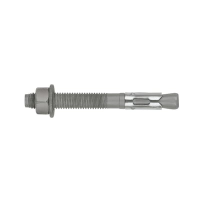 M8X75/5 index betonanker Atlantis C3 med udvendigt gevind, nut og stålplade på hvid baggrund.