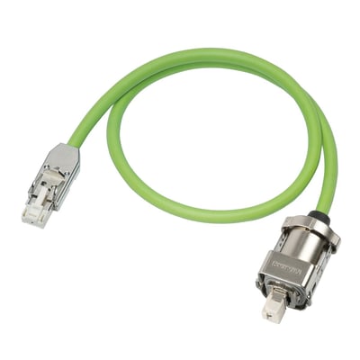 Siemens signalkabel 13 meter med grønt kabel og IP20/IP20 stik til SINAMICS DRIVE CLIQ. Kablet er samlet og klar til brug.