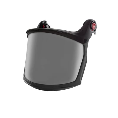 Kask Kit Zen fuldskærmsvisir i Smoke med mørktonet skærm og sort ramme, set skråt forfra.