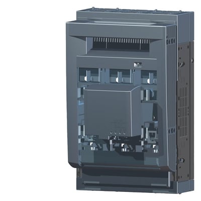 Siemens sikringsafbryder 3NP1 NH1, 250A, set fra en skrå vinkel, fremhæver den robuste konstruktion og tilslutningsdetaljer.