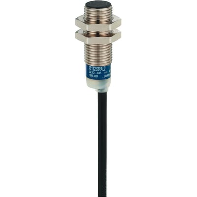 Schneider Electric XS5 M12 induktiv sensor med 2 mm tasteafstand og 2 meter kabel, udført i metal.