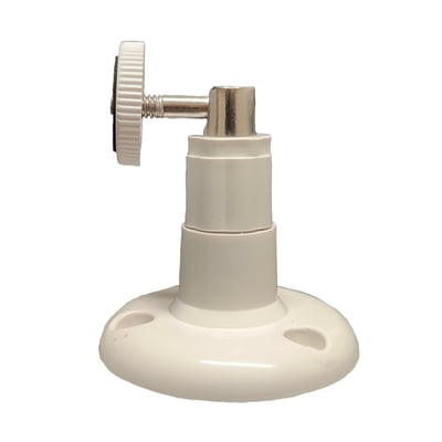 Foss Europe FESH vægbeslag til udendørs kamera, hvid lang model, set fra siden med justerbar arm monteret på basen.