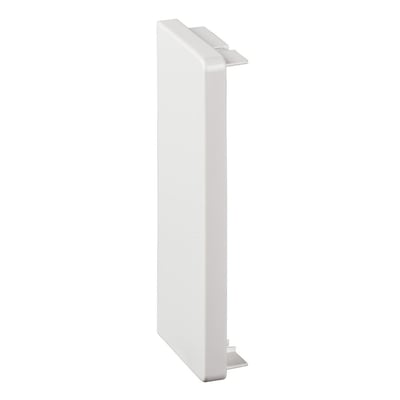 Schneider Electric OptiLine 45 endestykke i polarhvid PC/ABS, dimensioner 140x55 mm, til kabelinstallation.