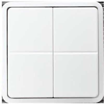 Trådløst Zigbee batteritryk med fire hvide taster til styring af lys, passer i FUGA rammer og Tunable White.