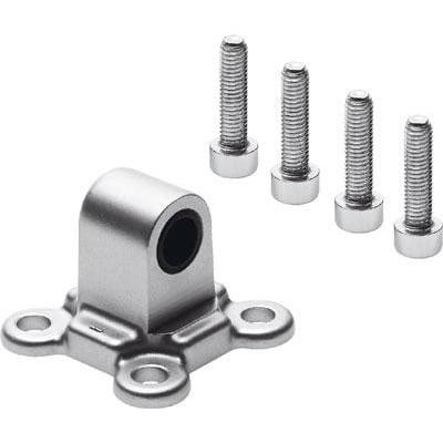 Festo drejeflange SUA-12/16 med fire unbrakoskruer, fremstillet af sølvfarvet metal med en sort indsats.