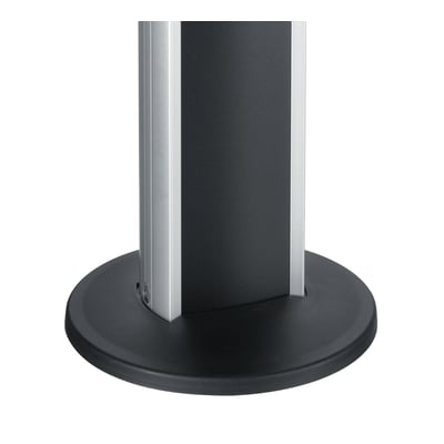 Vogels PFA 9103 Connect-it gulvplade monteret under et Connect-it søjle på et hvidt underlag.