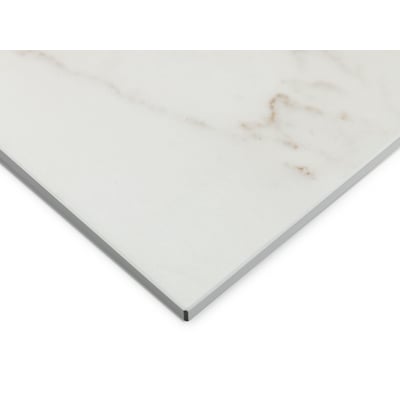Svedbergs Skuru spejlskab med LED-belysning, 61 x 72,5 x 19 cm; her ses en lys, glat flade med grå kant.